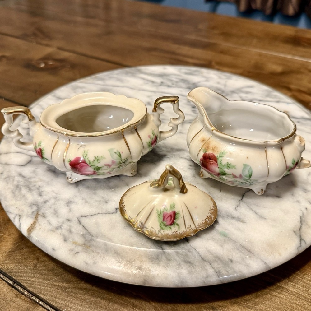 15pc VTG 50s MCM Royal Sealy Japan Moss Rose Porcelain China Miniature Tea Set - Picture 4 of 13